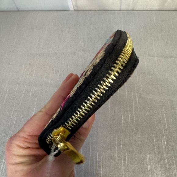 Embroidered Black and Pink Women's Clutch - Picture 3 of 4